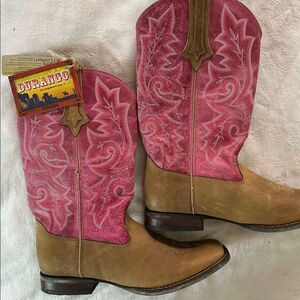 Cowboy Boots Leather Durango Pink Brown Women's Sz 10